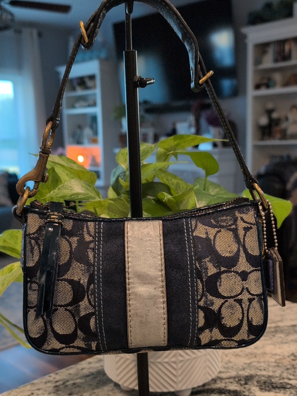 Coach Navy Denim Signature Demi Bag W/Tie Dye Accents - Vintage